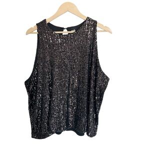 Reitmans Rock & Shine Black Sequin Tank Top Size 2X Glam